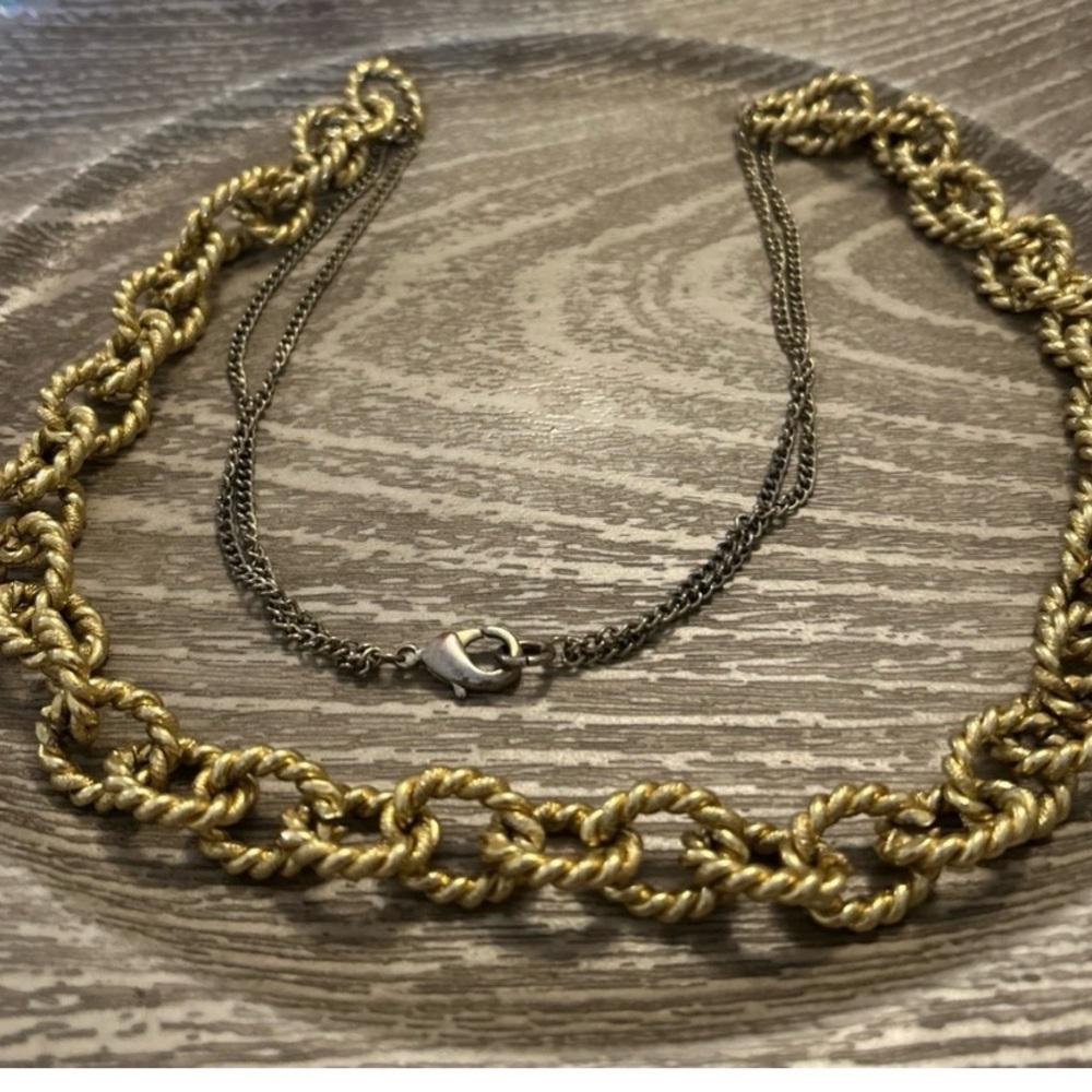 Chic Gold and Silver Twisted Necklace